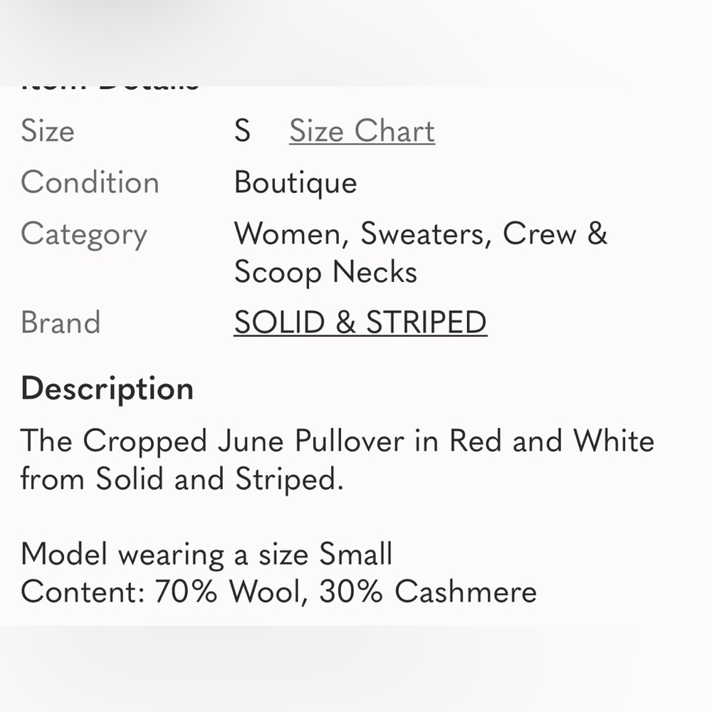 Solid And Striped Wool Cashmere Blend Cropped Jun… - image 6